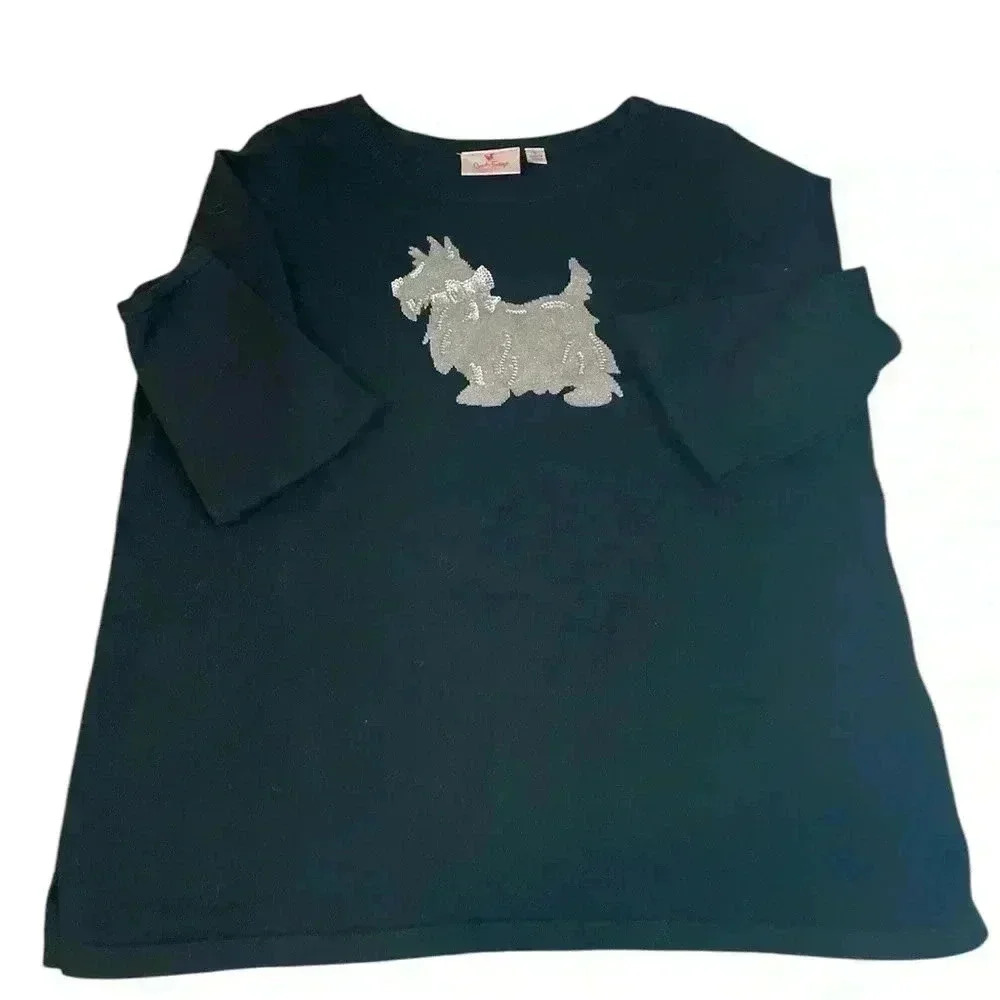 Quacker Factor size L black Sweater with Dog holiday